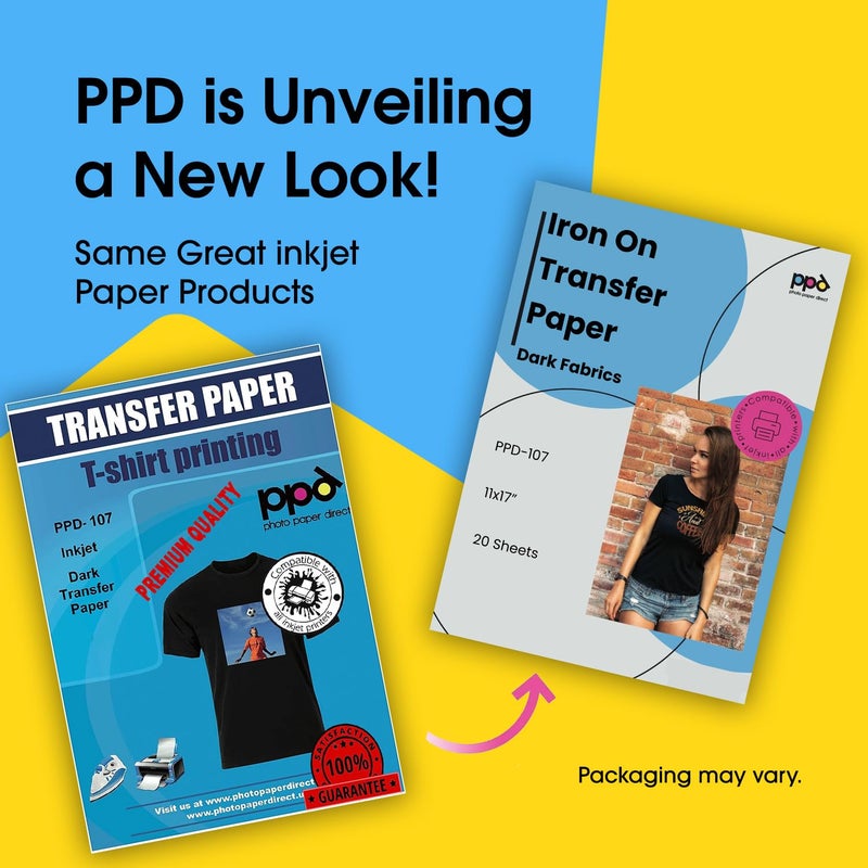 PPD 20 Sheets 11x17" - Inkjet Iron-on Heat Transfer Paper for Black & Dark Fabric and T-Shirts - Premium - PPD-107-20 - Image 2